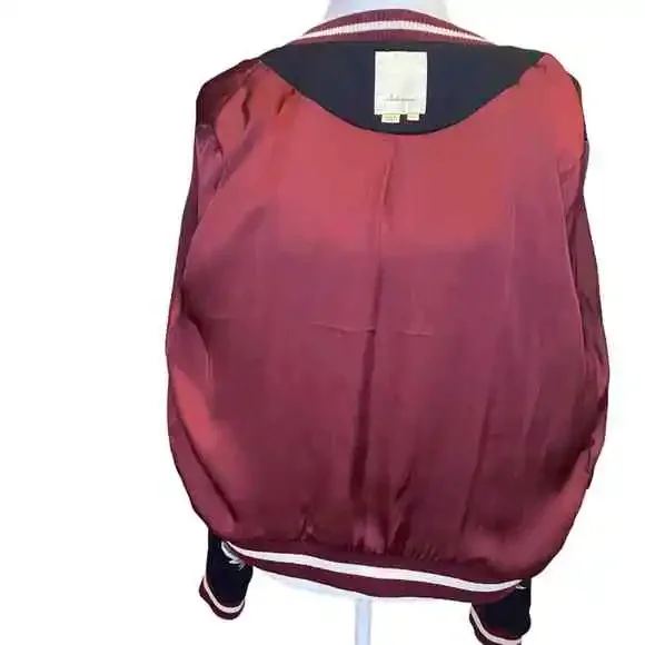 Anthropology Elevenses Solstice Embroidered Floral Bomber Jacket Size Small - Picture 11 of 15